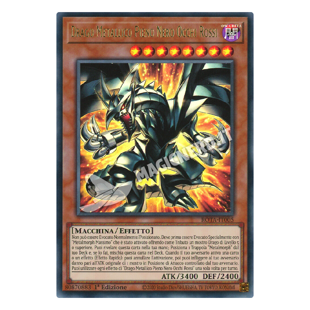 Drago Metallico Pieno Nero Occhi Rossi ultra rara