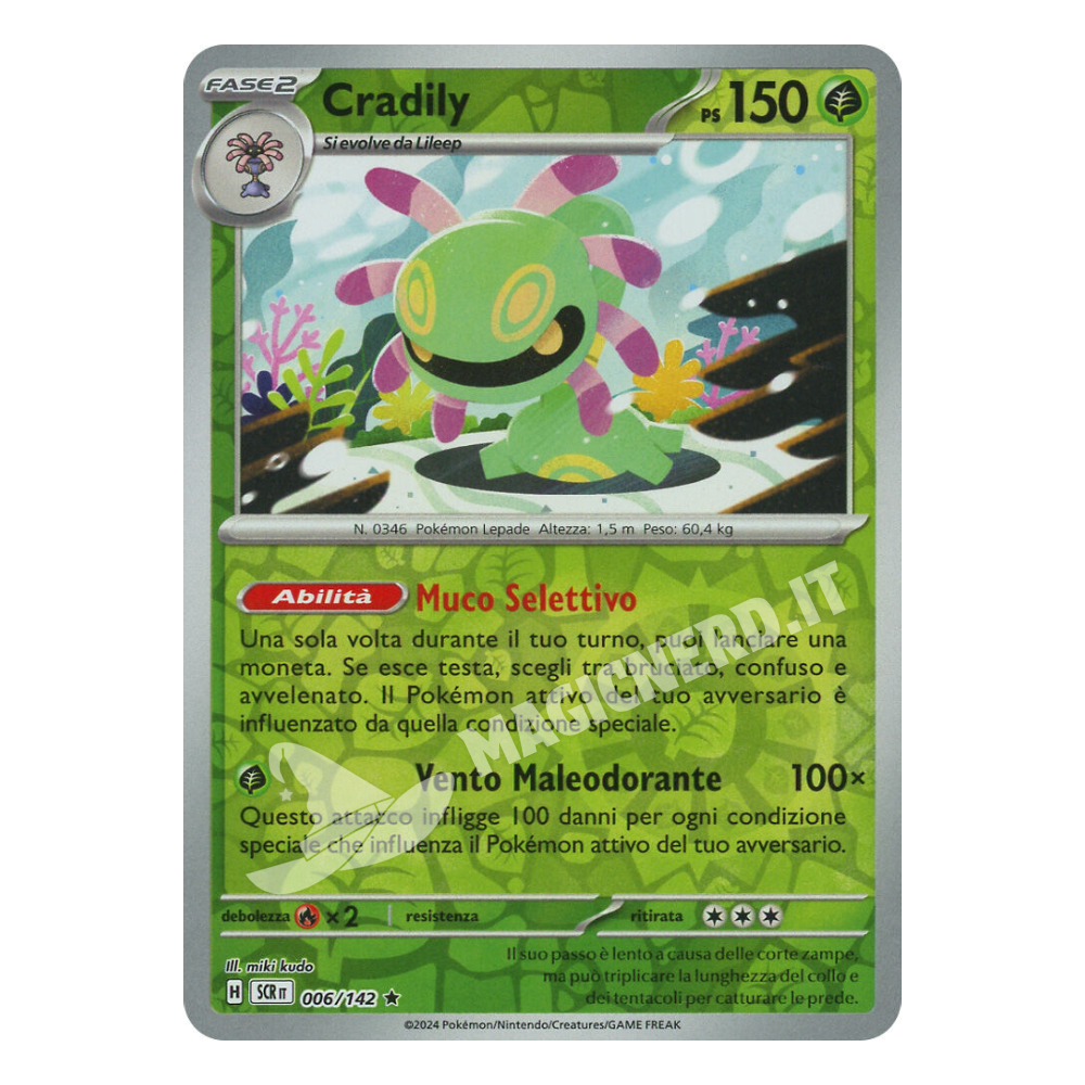 006-142 Cradily Rara Reverse - Corona Astrale (ITA)