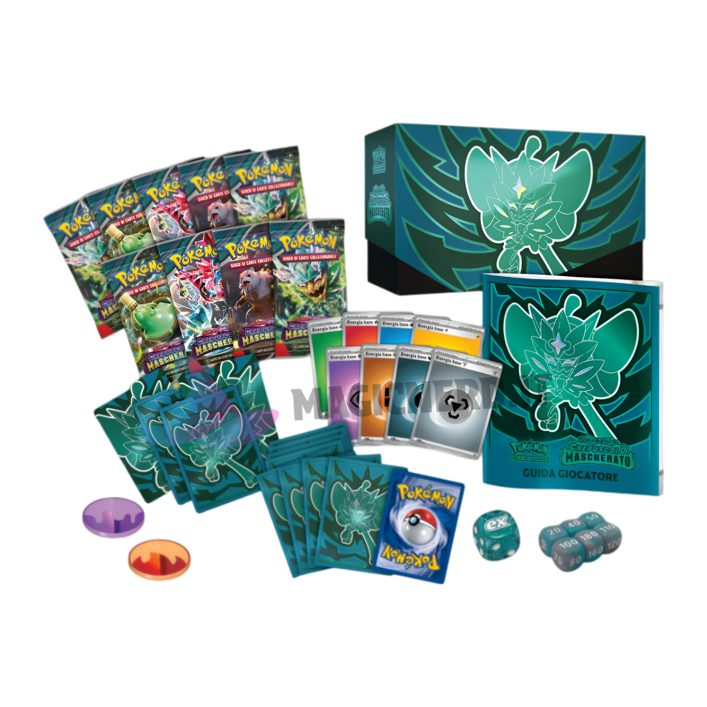 contenuto del set allenatore fuoriclasse etb pokemon crepuscolo mascherato ita