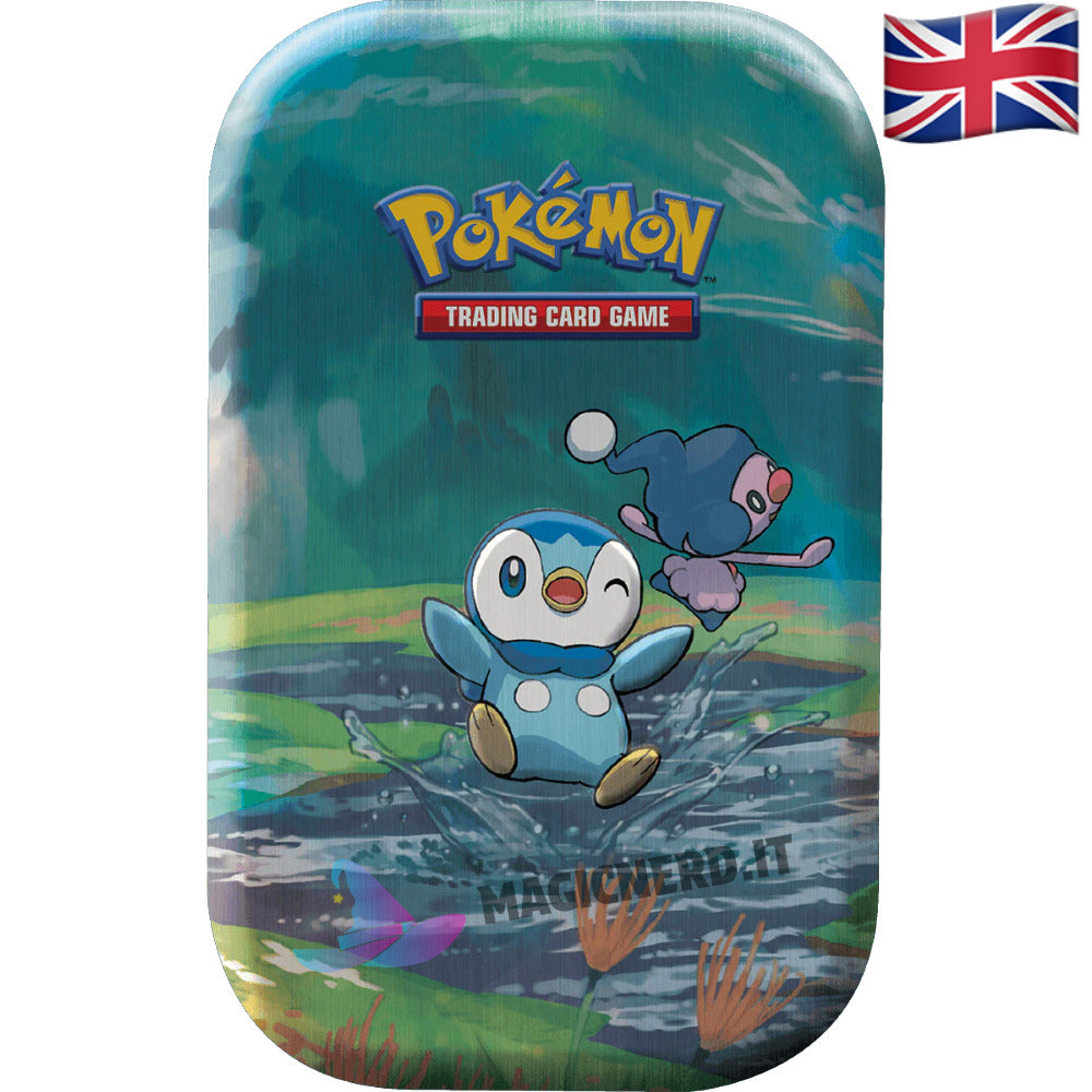 Pokemon Mini tin sinnoh stars con raffigurato su l'artwork di Piplup e Mike Jr