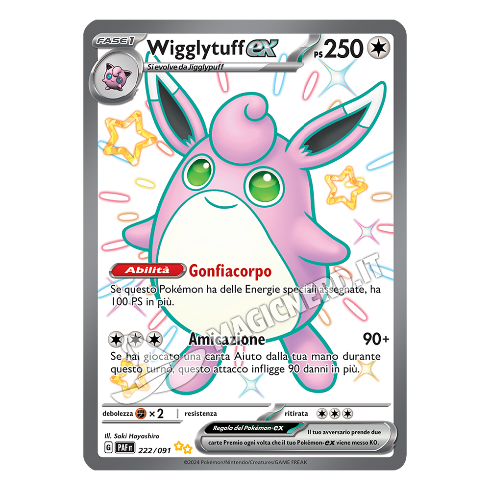 222/091 Wigglytuff ex Full Art Ultrarara Shiny PAF