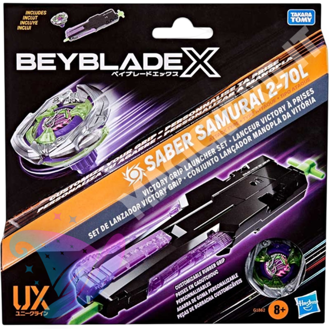 Beyblade X - Saber Samurai 2-70L Deluxe Set con Victory Grip Launcher