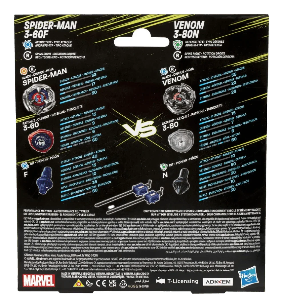 Beyblade X Marvel Collab: Spider-Man vs. Venom – Set Dual Pack