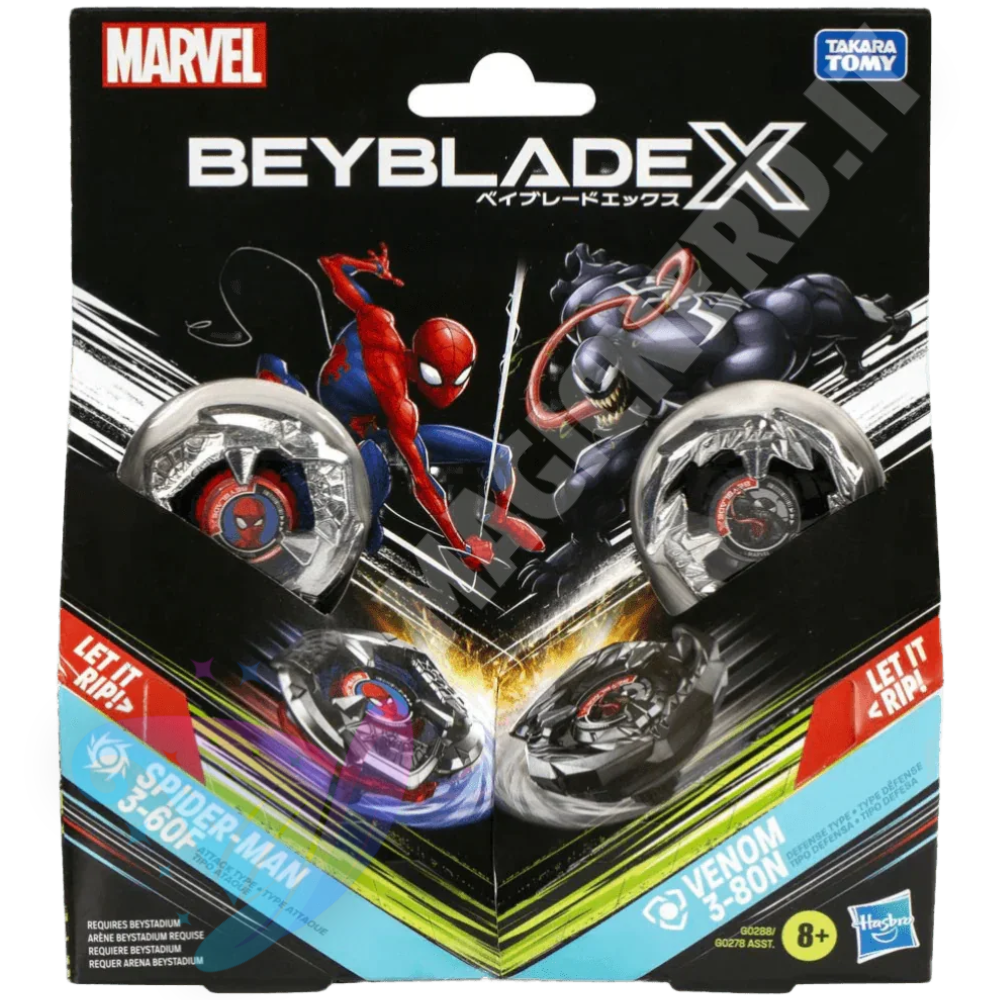 Beyblade X Marvel Collab: Spider-Man vs. Venom – Set Dual Pack