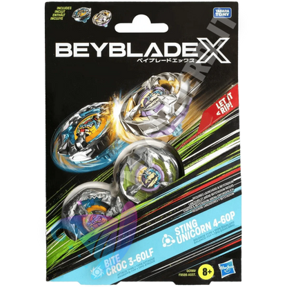 Beyblade X Bite Croc 3-60LF & Sting Unicorn 4-60P - Dual Pack