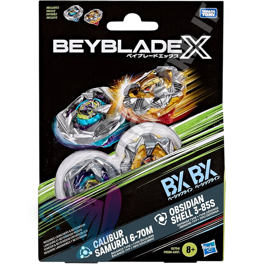 Beyblade X Calibur Samurai 6-70M & Obsidian Shell 3-85S - Dual Pack