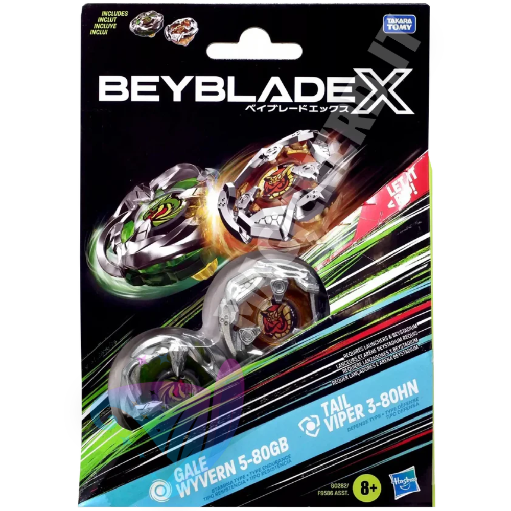 Beyblade X Gale Wyvern 5-80GB & Tail Viper 3-80HN - Dual Pack