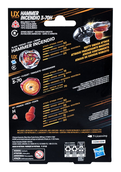 Beyblade x Hammer Incendio 3-70H UX Starter Pack