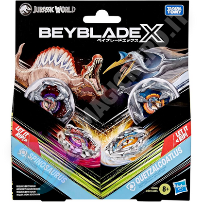 Beyblade X Jurassic World Spinosaurus Quetzalcoatlus Multipack | 2 Trottole & 2 Lanciatori