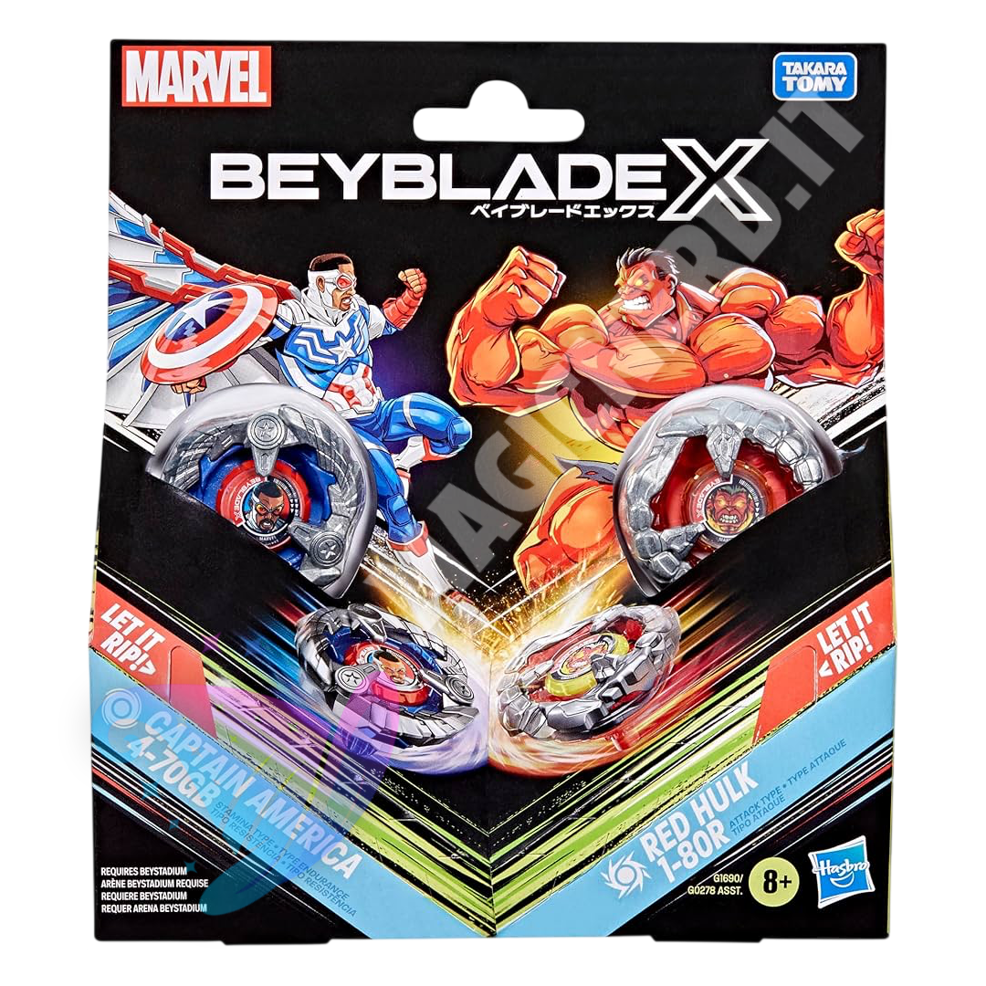 Beyblade X Marvel Collab: Captain America vs. Red Hulk – Set Dual Pack
