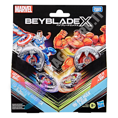Beyblade X Marvel Collab: Captain America vs. Red Hulk – Set Dual Pack
