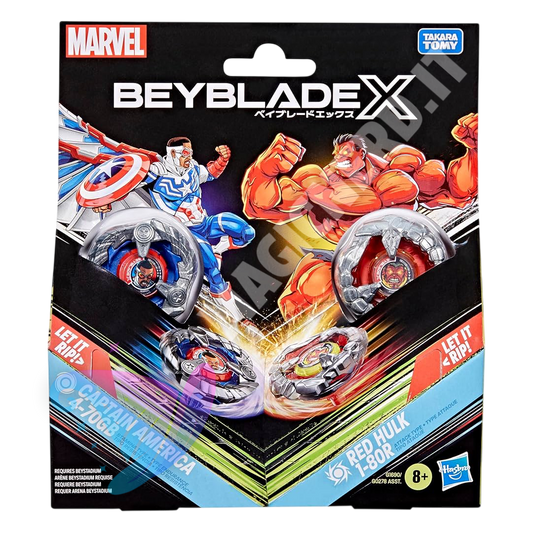 Beyblade X Marvel Collab: Captain America vs. Red Hulk – Set Dual Pack
