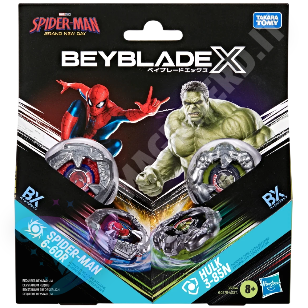 Beyblade x Spider-Man & Hulk Marvel Collab