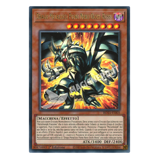 Drago Metallico Pieno Nero Occhi Rossi ultra rara