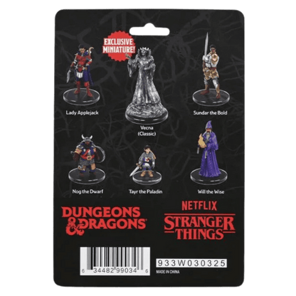 Set di 6 miniature pre-dipinte D&D Stranger Things Heroes of Hellfire prodotte da WizKids, inclusi Will the Wise e Vecna.
