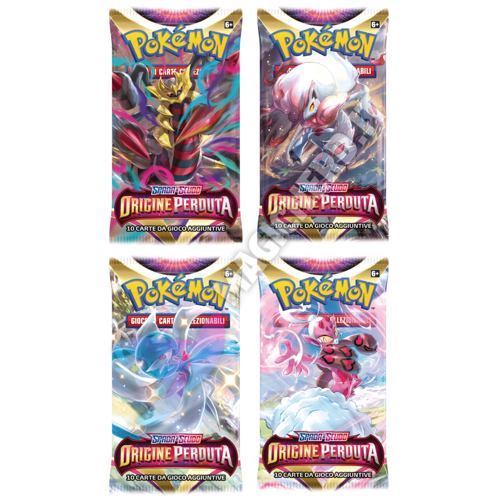 Scopri Origine Perduta con le bustine di carte Pokémon! Ogni Artset contiene 4 bustine. Accendi la tua passione per il gioco e completa la tua collezione con il mistero e la potenza dei Pokémon di Origine Perduta.