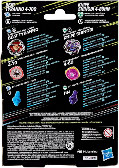 Beyblade X: Beat Tyranno 4-70Q & Knife Shinobi Dual Pack