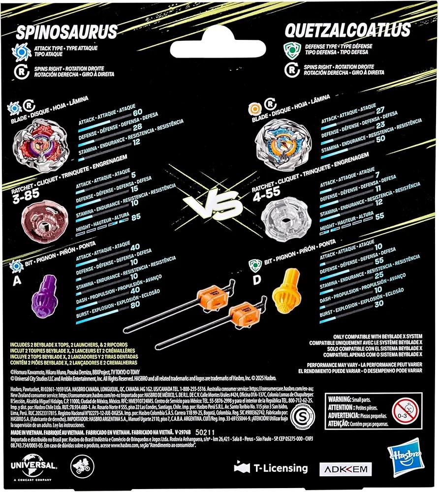 Beyblade X Jurassic World Spinosaurus Quetzalcoatlus Multipack | 2 Trottole & 2 Lanciatori