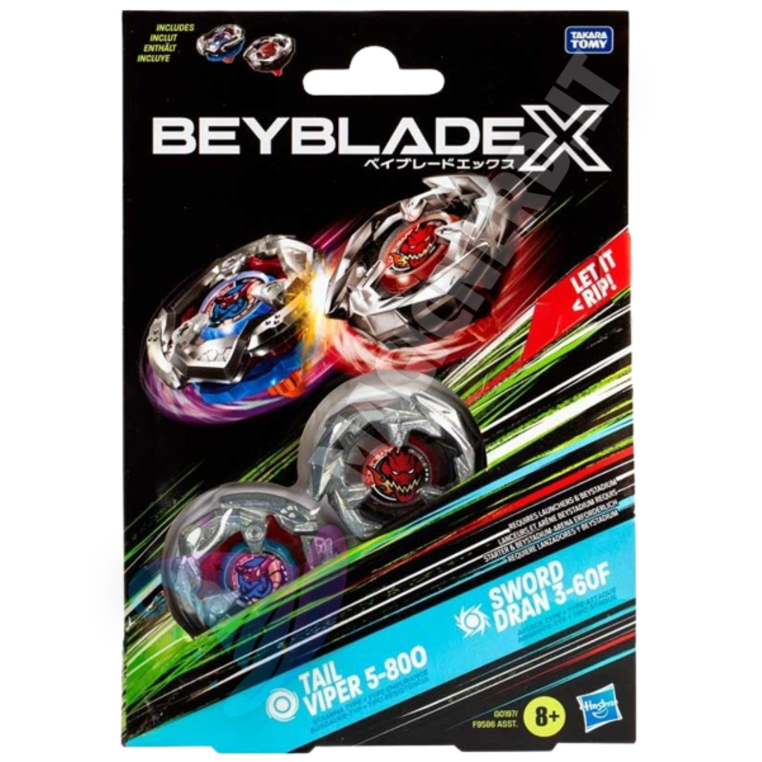 Beyblade X Dual Pack: Tail Viper 5-80O & Sword Dran 3-60F