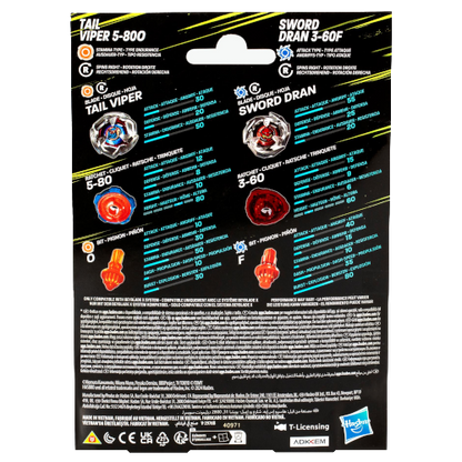 Beyblade X Dual Pack: Tail Viper 5-80O & Sword Dran 3-60F