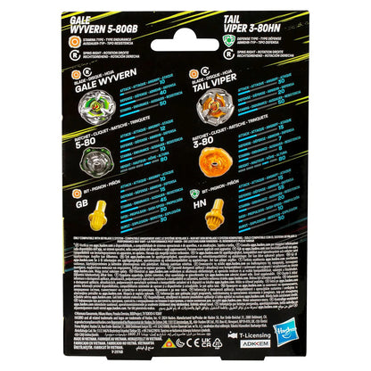 Beyblade X Gale Wyvern 5-80GB & Tail Viper 3-80HN - Dual Pack