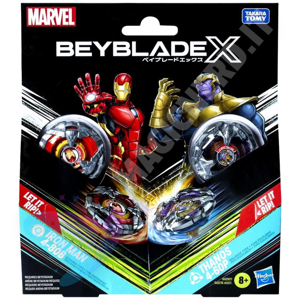 Beyblade X Marvel Collab: Iron-man vs. Thanos – Set Dual Pack