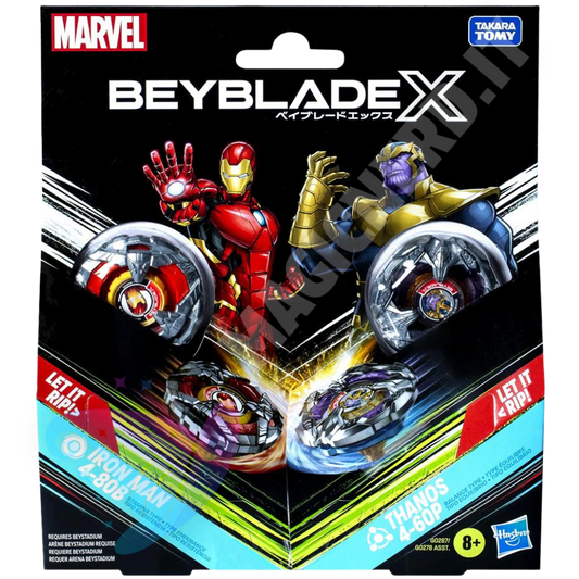 Beyblade X Marvel Collab: Iron-man vs. Thanos – Set Dual Pack