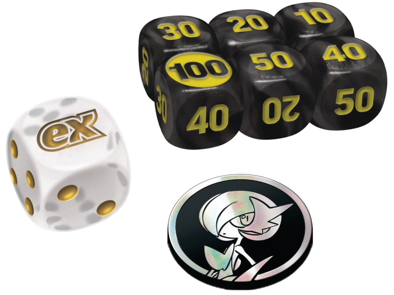 Segnalini danno, dado e moneta del set allenatore fuoriclasse etb Megaevoluzione Mega Gardevoir