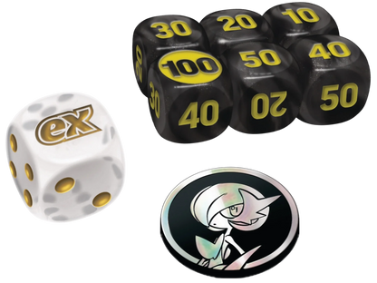 Segnalini danno, dado e moneta del set allenatore fuoriclasse etb Megaevoluzione Mega Gardevoir