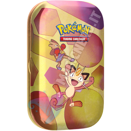 Scarlatto e Violetto 151 Mini Tin da Collezione Meowth e Hitmonchan (ITA)