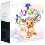 Set Allenatore Fuoriclasse Evoluzioni Prismatiche ETB con carte Pokemon delle evoluzioni di Eevee, box da collezione in italiano